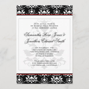 Convite para Casamento de Destaque Vermelho para D