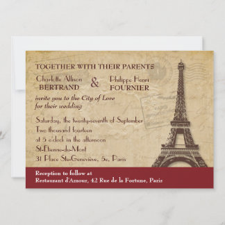 Convite para Casamento de Destino de Paris