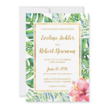 Convite para Casamento de Destino de Praia Tropica