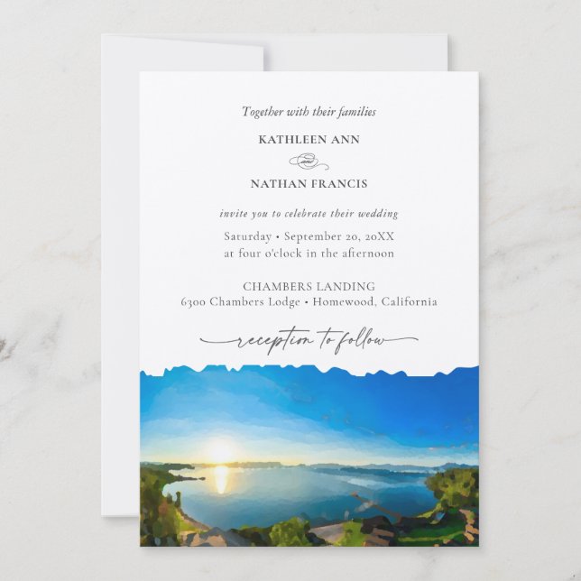 Convite para Casamento de Destino do Lago Tahoe (Frente)