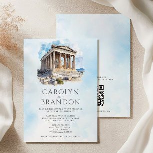 Convite para Casamento de Destino Grego com Código