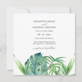 Convite para Casamento de Destino Tropical Palm