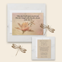 Convite para Casamento de Dragonfly e Water Lily