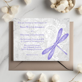 Convite para Casamento de Dragonfly Roxo