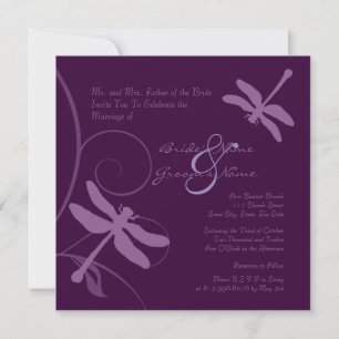 Convite Para Casamento De Dragonfly Roxo Escuro