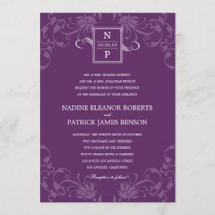 Convite para Casamento de Elegance Refinado - Roxo
