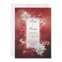 Convite para Casamento de Elegância Floral Crimson