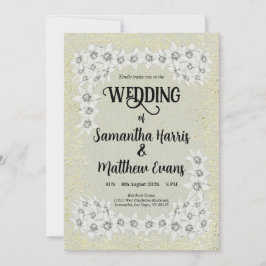 Convite para casamento de elegância floral de ouro