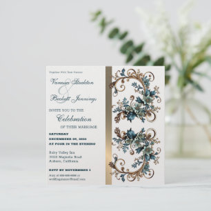 Convite para Casamento de Elegância Floral Gilded