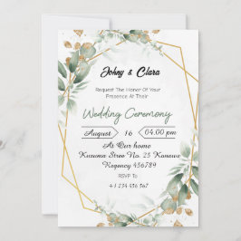 Convite para Casamento de Elegância Floral Verde