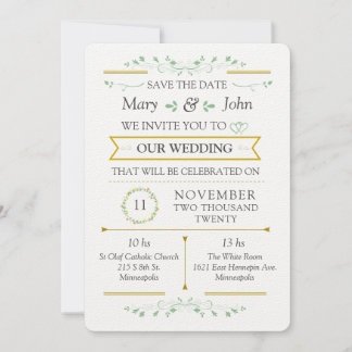 Convite para Casamento de Elegante Floral Greenery