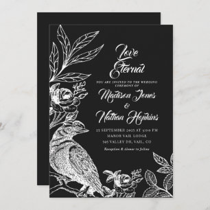 Convite para Casamento de Elegante Gótico Raven
