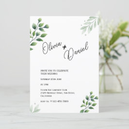Convite para Casamento de Elopement Greenery