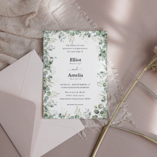 Convite para Casamento de Embriões Eucalyptus Pale