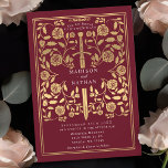 Convite para Casamento de Espadas Douradas Medieva<br><div class="desc">Ponha o tom para o seu casamento de fantasia medieval com um design de convite ousado — uma espada de ouro cercada por florais contra um fundo vermelho. Perfeito para casais sonhando com uma celebração épica e romântica. Torne a sua história de amor lendária à primeira vista! NOTA: o ouro...</div>