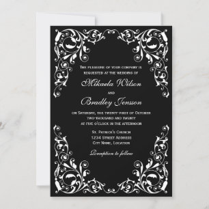Convite para casamento de espirros na moda Black a