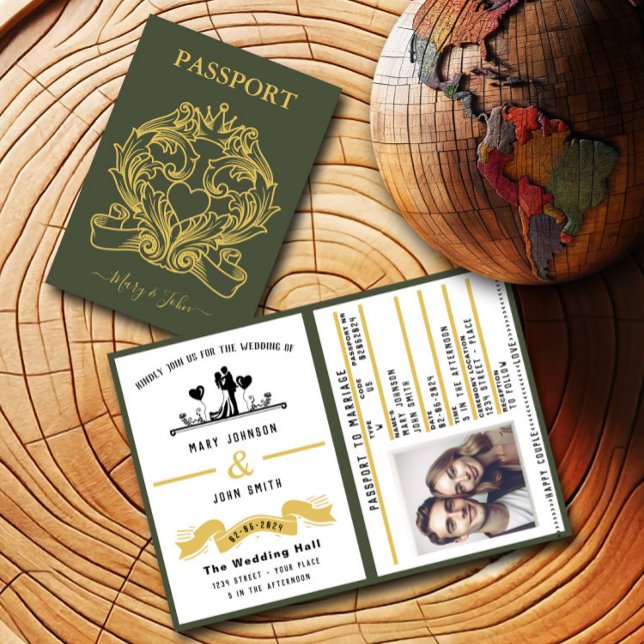 Convite para Casamento de Estilo de Passaporte Ver (Criador carregado)