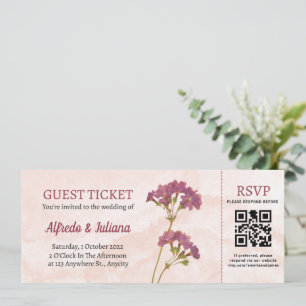Convite para casamento de estilo de tíquete com có