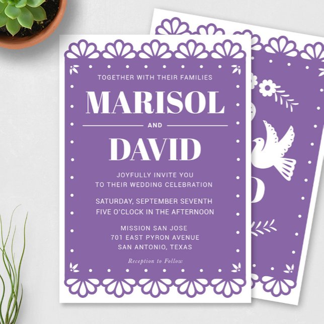 Convite Para Casamento De Estilo Papel Picado Com  (Criador carregado)