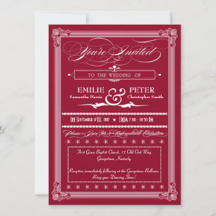 Convite para Casamento de Estilo Poster Branco e B