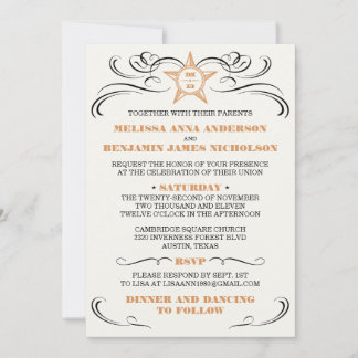 Convite para Casamento de Estilo Sul de Creme Clar