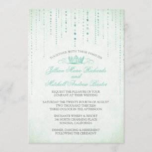Convite para Casamento de Fairytale Mint Sparkles 