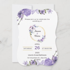 Convite para Casamento de Fantasia Roxa