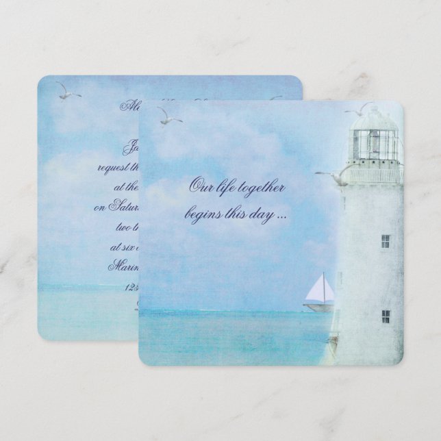 Convite para Casamento de Farol (Frente/Verso)