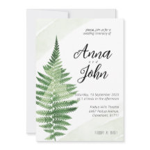 Convite para Casamento de Fern Verde Minimalista