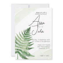 Convite para Casamento de Fern Verde Minimalista