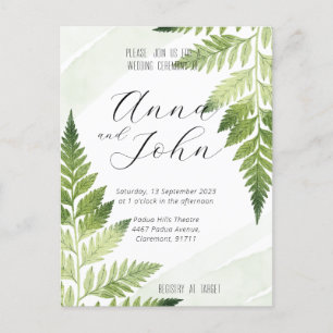 Convite para Casamento de Fern Verde Minimalista