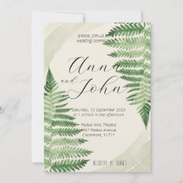 Convite para Casamento de Fern Verde Minimalista