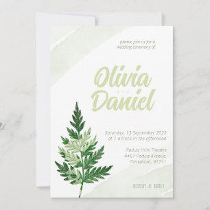 Convite para Casamento de Fern Verde Minimalista