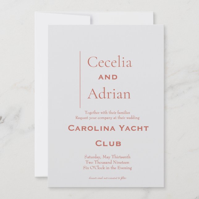 Convite para Casamento de Ferrugem Moderna (Frente)