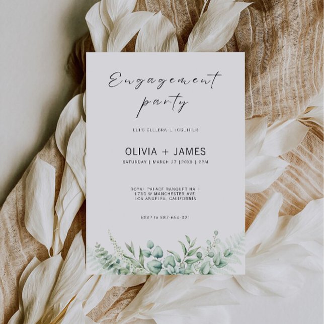 Convite para Casamento de Festa de noivado Verde (Greenery Engagement Party Wedding Invitation)