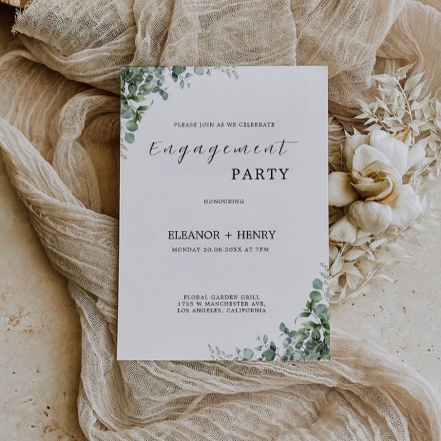 Convite para Casamento de Festa de noivado Verde (Greenery Engagement Party Wedding Invitation)