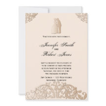 Convite para Casamento de Filigre Dourado vitorian