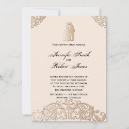 Convite para Casamento de Filigre Dourado vitorian