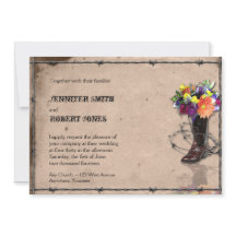 Convite para Casamento de Fios de Barbed Western B