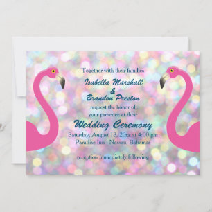 Convite para Casamento de Flamingo Sparkly