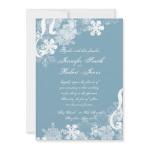 Convite para Casamento de Flocos de Neve Azul e Br