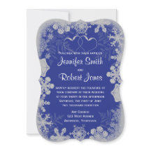 Convite para Casamento de Flocos de Neve Azul e Pr