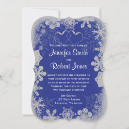 Convite para Casamento de Flocos de Neve Azul e Pr