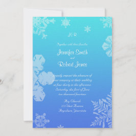 Convite para Casamento de Flocos de Neve Azul e Te