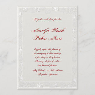 Convite para Casamento de Flocos de Neve Brancos e