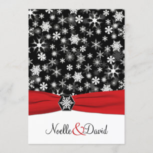 Convite para Casamento de Flocos de Neve Pretos, B