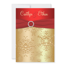 Convite para Casamento de Flocos de Neve Vermelhos