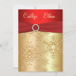 Convite para Casamento de Flocos de Neve Vermelhos