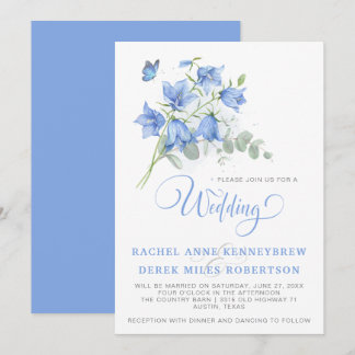 Convite para Casamento de Flor Azul