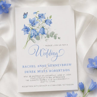 Convite para Casamento de Flor Azul